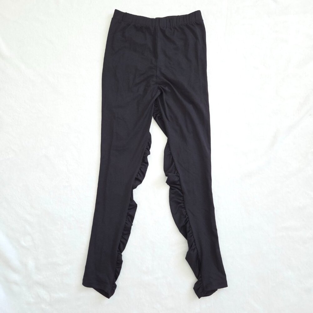 Zara Black Ruched Leggings Medium Subversive Cyber Y2K Goth Grunge High Rise - Picture 5 of 10